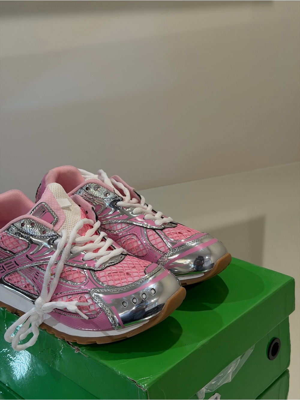Pink Kids Athletic Sneakers with Silver Accents